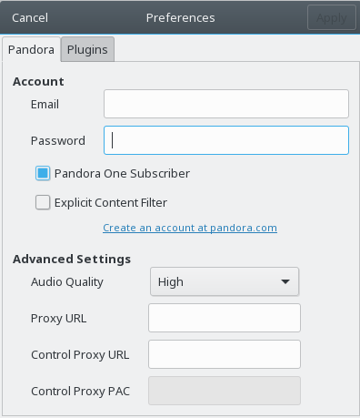 enter Pandora credentials